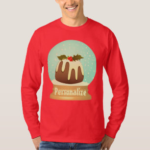 Plum pudding snö globe vintertårta röd grönt t shirt