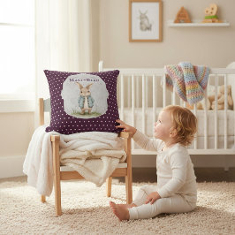 Plum Purple Polka Dot Bunny Name Accent Pillow Kudde