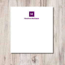 Plum Purpur Modern Chic Trendig Monogram Namn Anteckningsblock