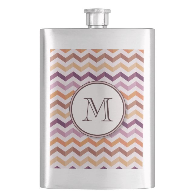 Plum Rosa Candy Chevron Rand och Round Monogram Fickplunta (Framsidan)