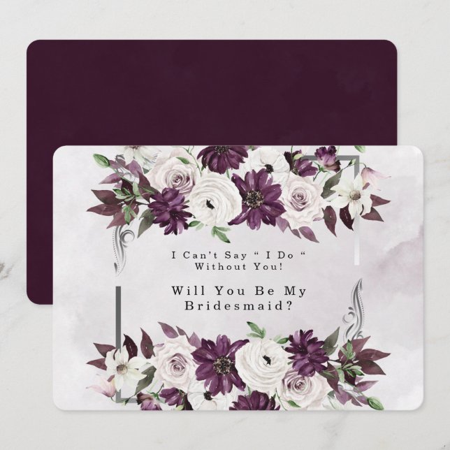 Plum Silver Geometric kommer du att bli min brides Inbjudningar (Fram/baksida)