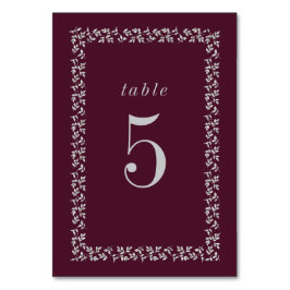 Plum Silver Glitter Bröllop Bordsnummer
