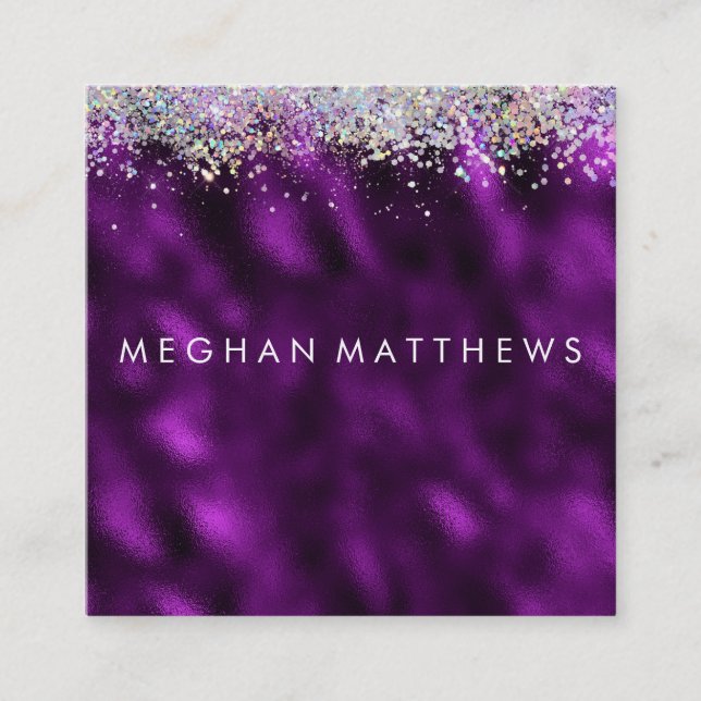 Plum Silver Gnistra Beauty Stylist Makeup Artist Fyrkantigt Visitkort (Framsida)