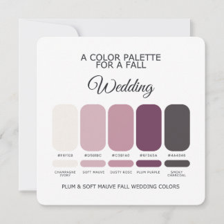 Plum Soft Mauve Fall Wedding Palette 2026 Card Inbjudningar