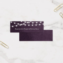 Plum String Ljus Bröllop-infogningskort Litet Visitkort