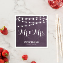 Plum String Ljus Bröllop Monogram Pappersservett