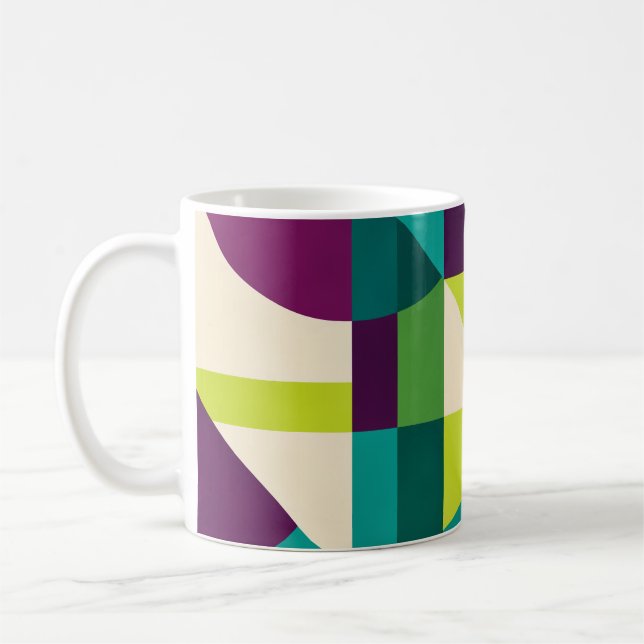 Plum Teal Geometric Abstract Kaffemugg (Vänster)