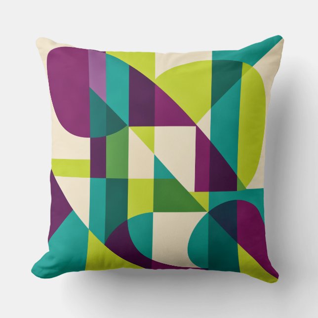 Plum Teal Geometric Abstract Kudde (Framsida)
