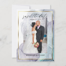 Plum Teal Photo Alcohol Bläck Abstrakt Spara Datumet