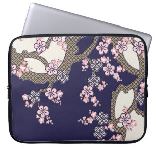 Plum träd blommor, traditionell japanskt textilt laptop fodral