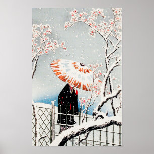 Plum Träd i Snö av Hiroaki Takahashi (1871-1945) Poster