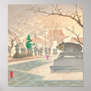 Plum Träd vid Kitano Shrine Tokuriki Tomikichiro Poster