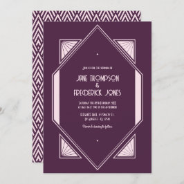 Plum Velvet & Soft Blush Art Deco Wedding Photo Inbjudningar