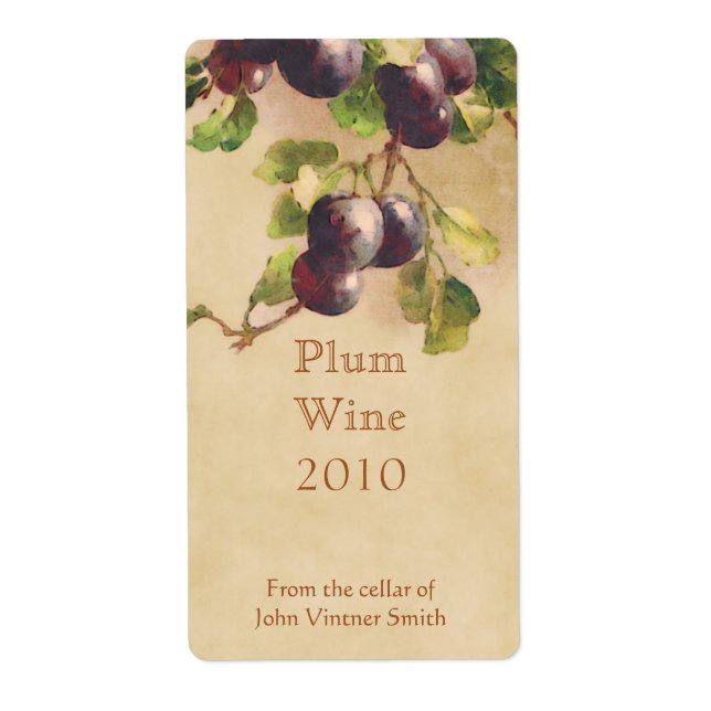 Plum vin flaska fraktsedel (Framsidan)
