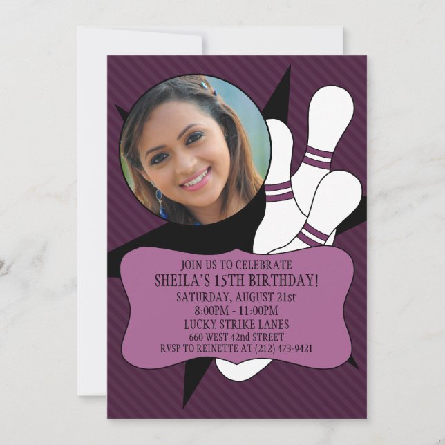 Plum Vin - ingen tid att sabba Party-foto med Bowl Inbjudningar (Framsida)