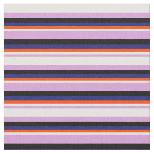 Plum, vitt, rött, Midnight Blue och Black Linjer Tyg