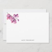 Plum Watercolor Orchid Personlig Stationery