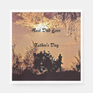 Plum Watercolor Sunset Scenery Träd Best Pappa någ Pappersservett