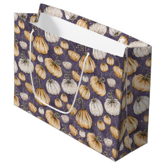 PLUM WITH ORANGE & WHITE AUTUMN PUMPKINS