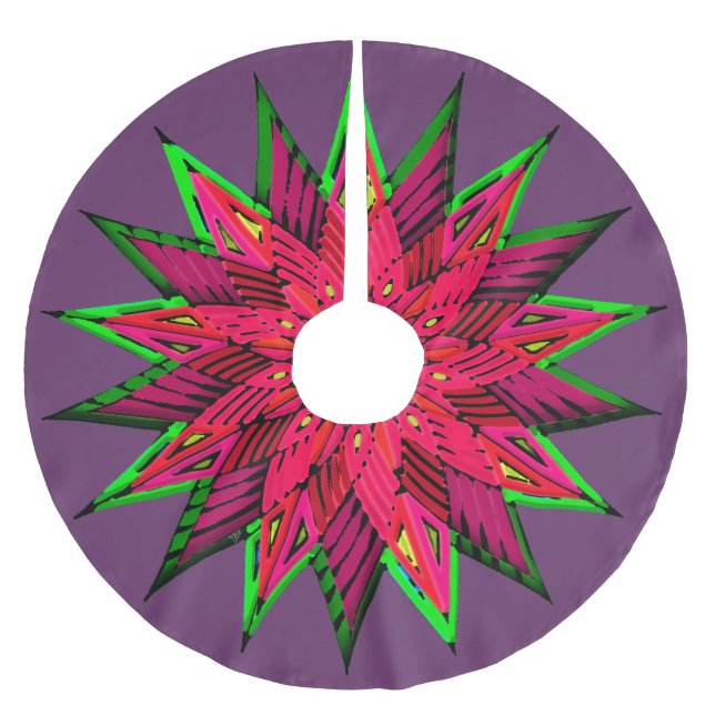 Plum Wonderful Poinsettia WOW Julgransmatta Fleece (Framsidan)