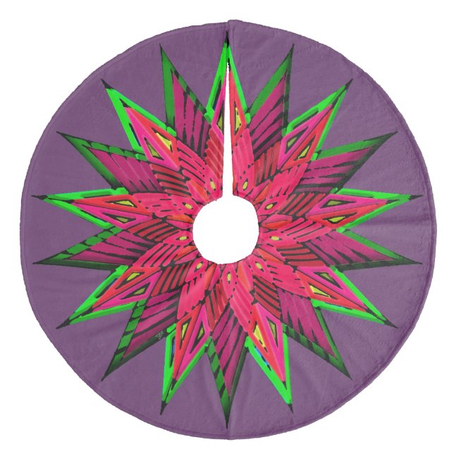 Plum Wonderful Poinsettia WOW Julgransmatta Fleece (Framsidan)