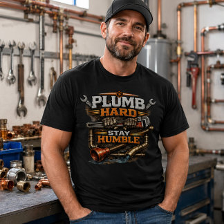 Plumb hårt, håll dig ödmjuk Rolig rörmokare T Shirt