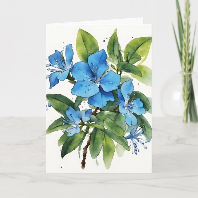 Plumbago Auriculata - Akvarellblommor Kort (Framsida)