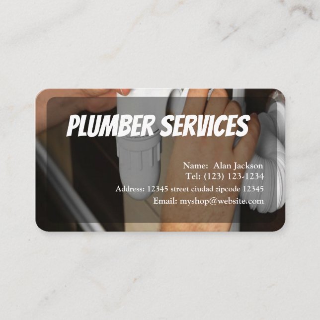 PLUMBER-Affärskortet redigerbart Visitkort (Framsida)