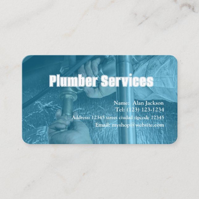 PLUMBER-Affärskortet redigerbart Visitkort (Framsida)