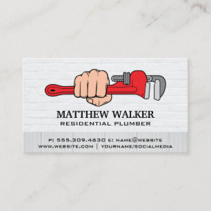 Plumber Holding a Wrench Visitkort