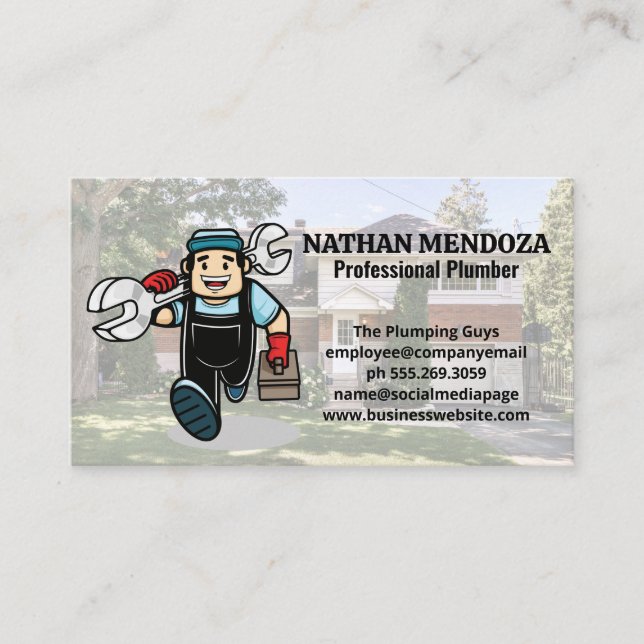 Plumber Holding Wrench | Upphovsman Visitkort (Framsida)
