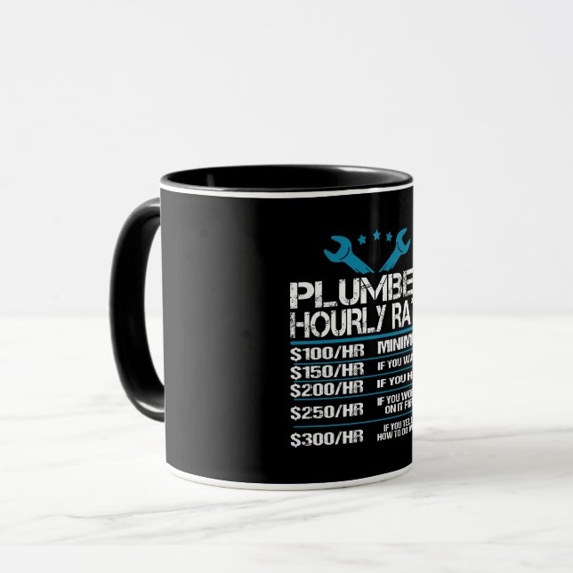 plumber installer fitter Funny Hourly Rate gift id Mugg (Framsida vänster)