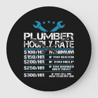 plumber installer fitter Funny Hourly Rate gift id Stor Klocka