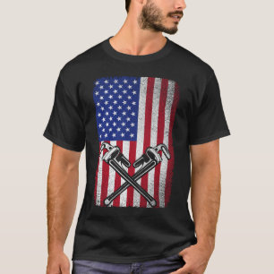 Plumber Patriotic USA American Flagga Plumving Pip T Shirt