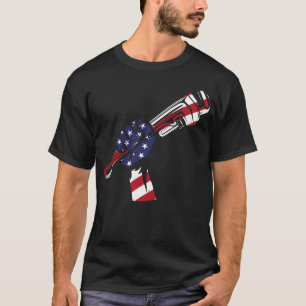 Plumber Pipe Wrench American Flagga Pipe Wrench T Shirt