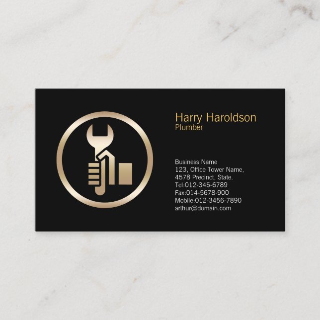 Plumber Plumbing Pipe Wrench  Visitkort (Framsida)