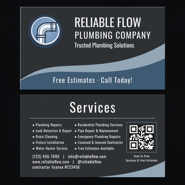 Plumber Plumbing QR Code Professional  Visitkort (Skapare uppladdad)