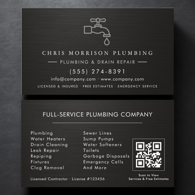 Plumber QR Code Faucet Water Drop Icon Visitkort (Skapare uppladdad)