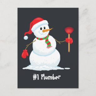 Plumber Snögubbe vykort