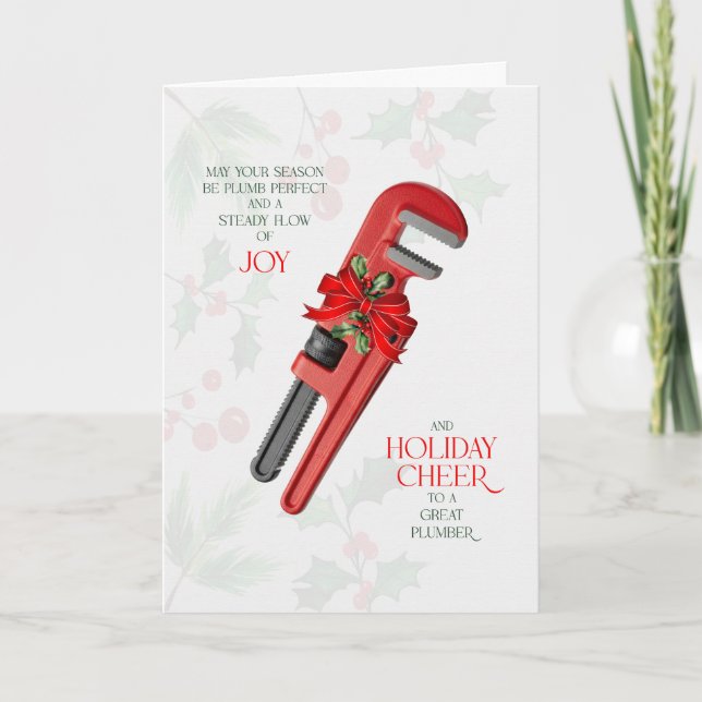 Plumber Steady Flow of Joy and Seasonal Cheer Helgkort (Framsida)