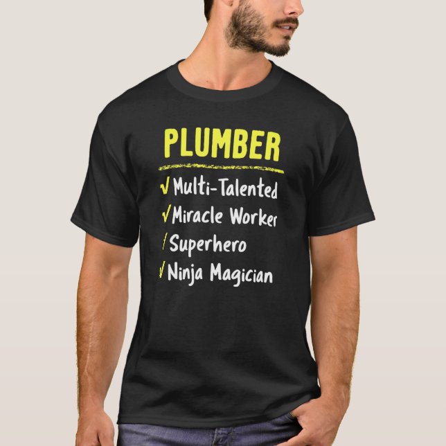 Plumber Talated Miracle Worker Superhjälte Ninja G T Shirt (Framsida)