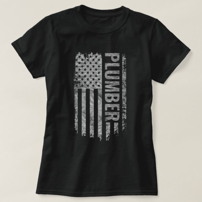 Plumber USA Flag Distressed design T Shirt (Design framsida)