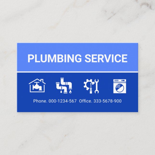 Plumbing Icons On Blue Layers Visitkort (Framsida)
