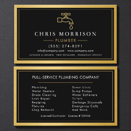 Plumbing Service Company Plumber Gold Metallic Visitkort
