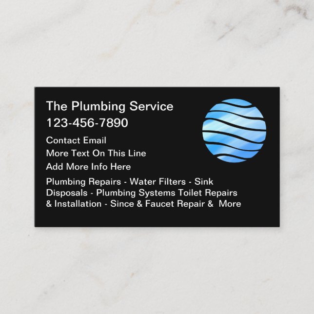 Plumbing Service Plumber Business Cards Visitkort (Framsida)