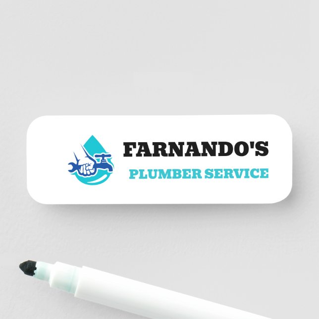 Plumbing Service Water Drop Logo Plumber Business Namnbricka (På plats)