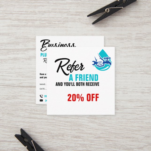 Plumbing Service Water Drop Logo Plumber Business Rabattkort (Fram/Back In Situ)