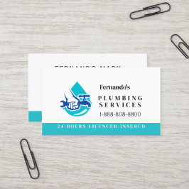 Plumbing Service Water Drop Logo Plumber Business Visitkort