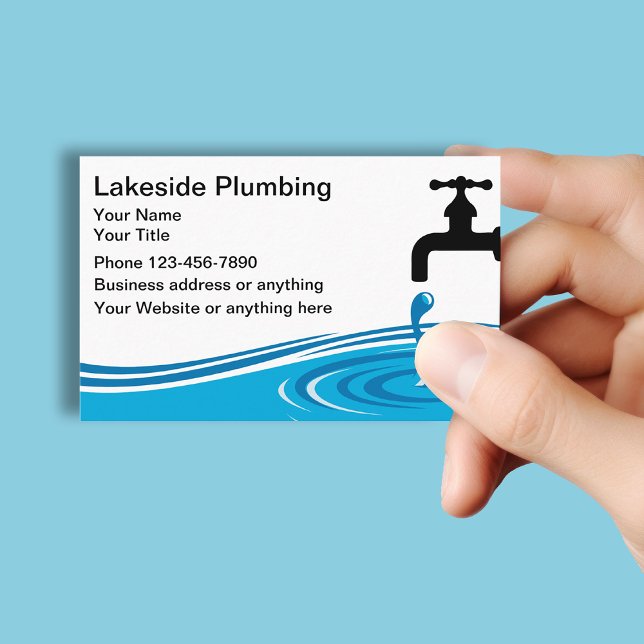Plumbing Service Water Leak Simple Graphic Visitkort (Skapare uppladdad)