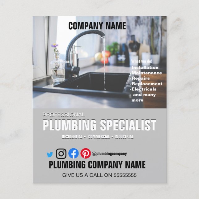 PLUMBING SPECIALIST Pumber-köksmontör Flygblad (Framsidan)